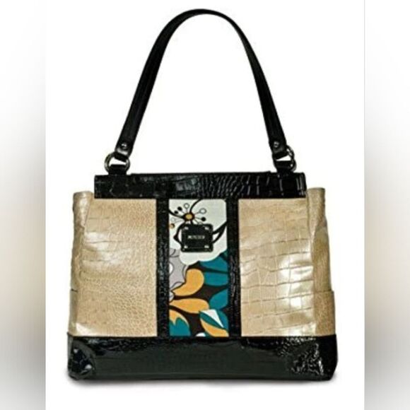 Miche Prima Lynnette Cream & Black Reptile Skin Pattern & Floral Shell - Picture 1 of 7